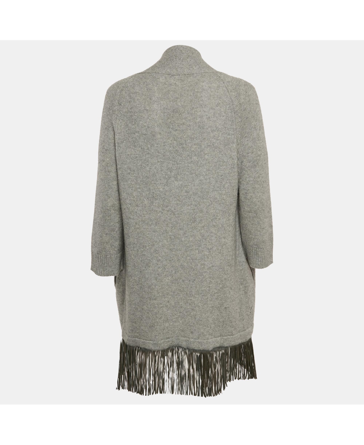 Pre-Owned Zadig & Voltaire Women's Deluxe Grey Cashmere Fringed Open Front Paloma Cardigan