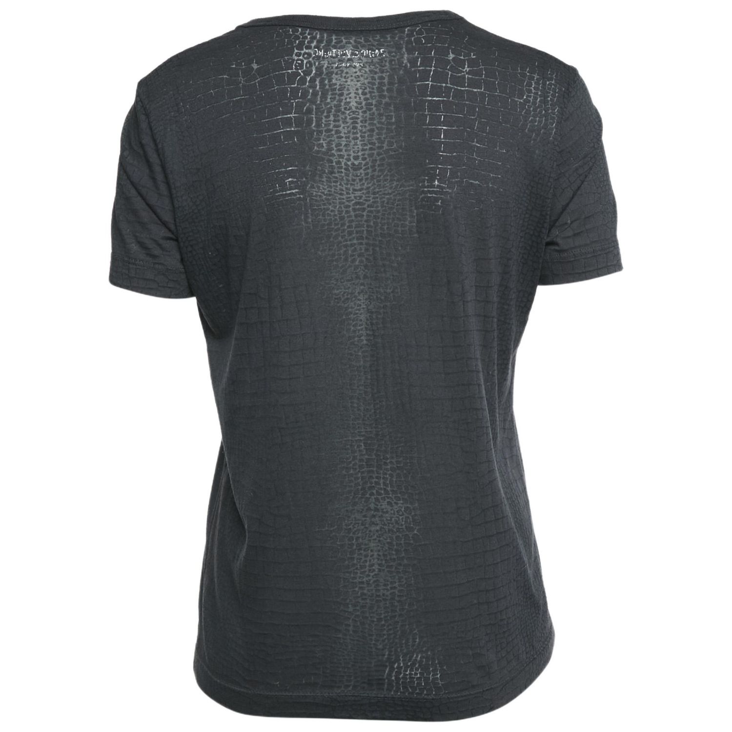Women's Dark Grey Reptile Print Knit V-Neck Top