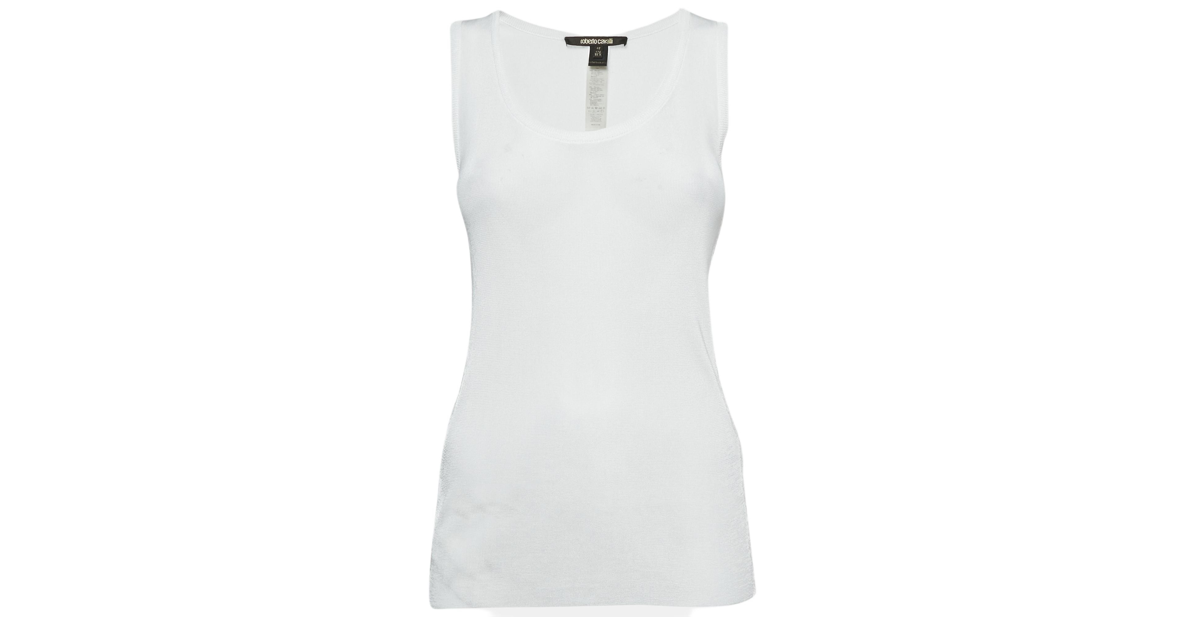 Pre-Owned Roberto Cavalli Women's Jersey Lace Trimmed Tank Top