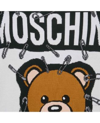 Women's Couture White Teddy Print Cotton Crewneck Sweatshirt