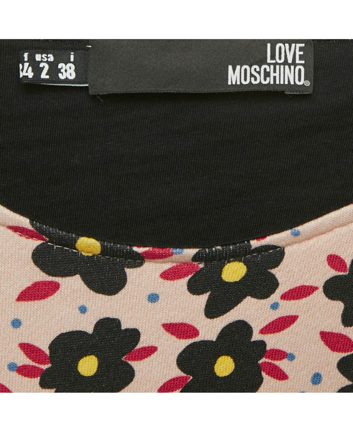 Pre-Owned Love Moschino Women's Pink Floral Print Cotton Jersey Mini Dress