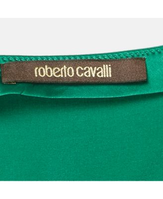 Women's Green Satin Ruffled High-Low Maxi Skirt