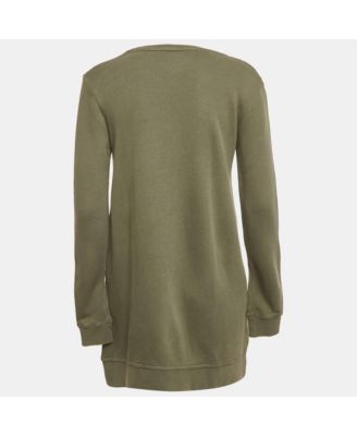 Women's Sage Green Skull Embellished Cotton Anael Tunic Sweater