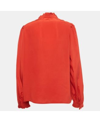 Women's Red Silk Ruffled Taccora Shirt