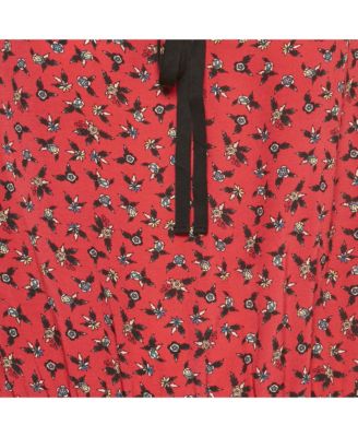 Women's Red Floral Print Crepe Remus Liberty Mini Dress