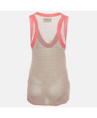 Women's Blue/pink Lurex Joss Fishnet Tank Top