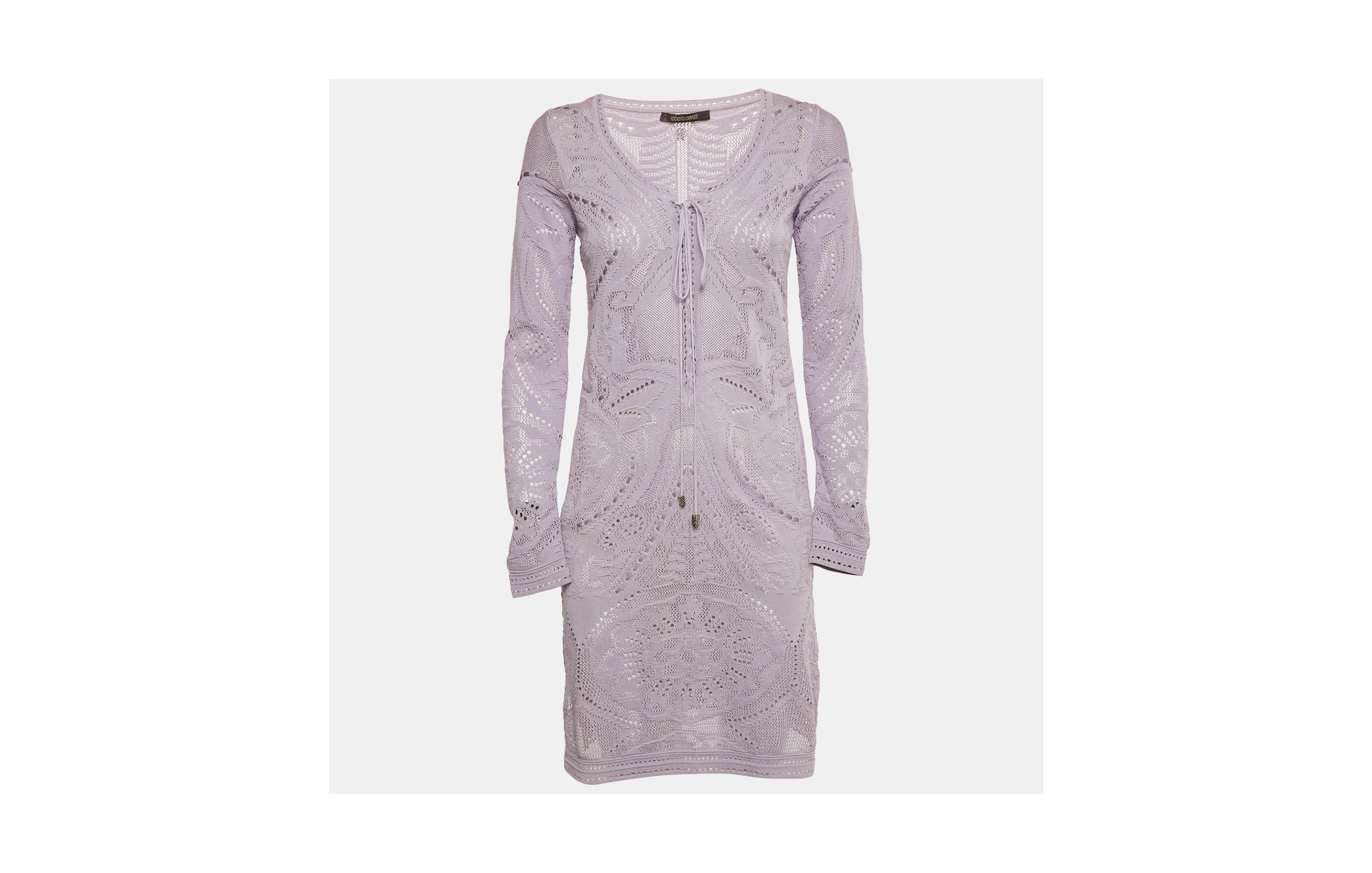 Pre-Owned Roberto Cavalli Women's Lavender Knit Mini Dress