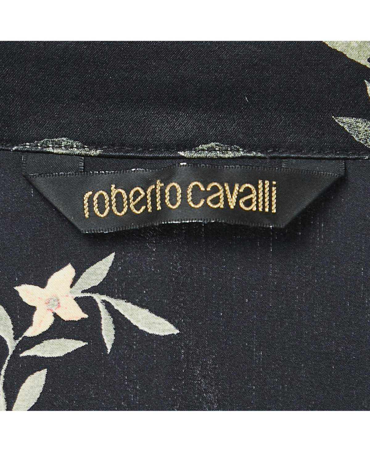 Pre-Owned Roberto Cavalli Women's Black Printed Silk Shirt