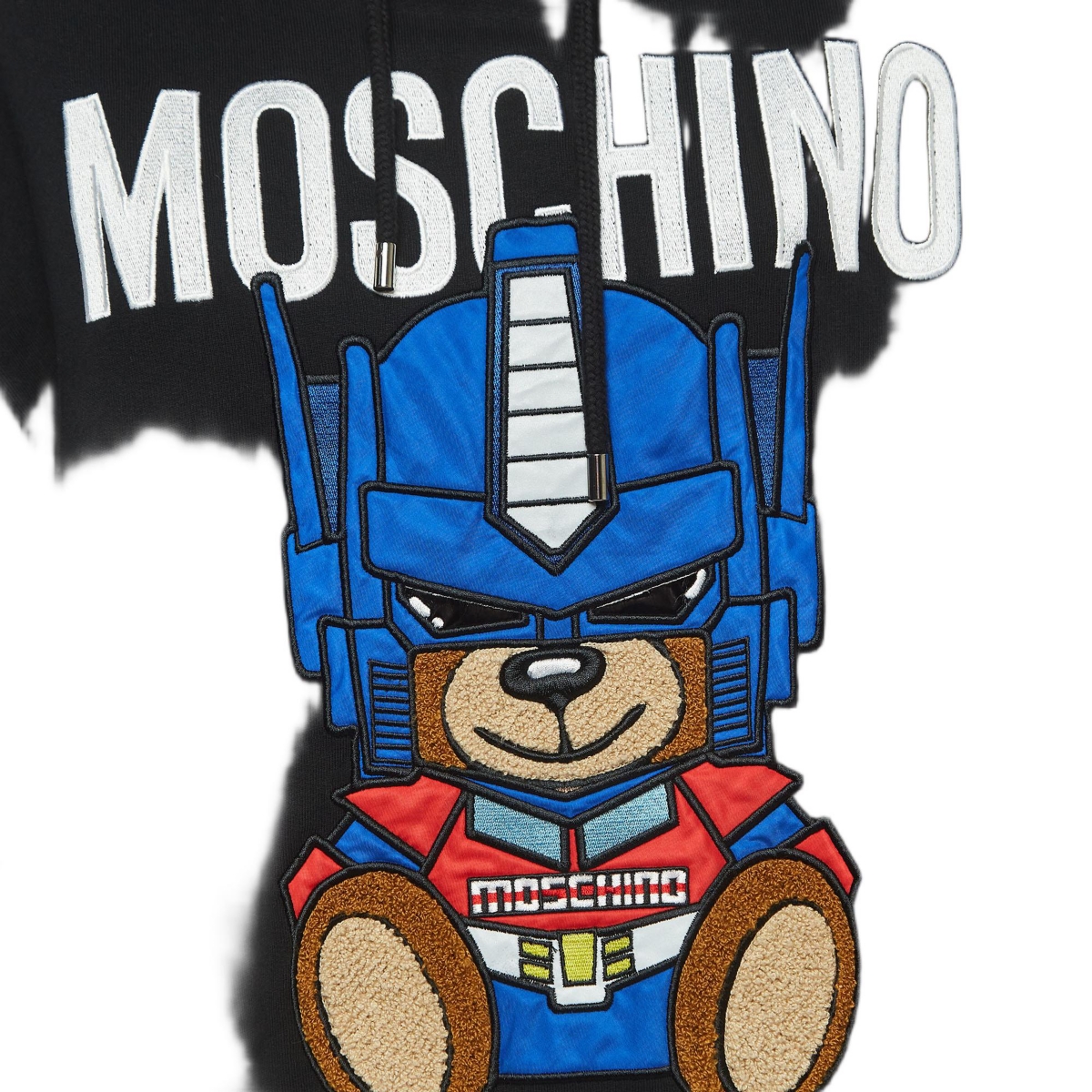 Pre-Owned Moschino Women's Couture Black Transformer Teddy Cotton Hoodie