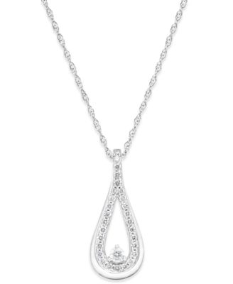 Macy's - Diamond Teardrop Pendant Necklace (1/4 ct. t.w.) in 14k White Gold