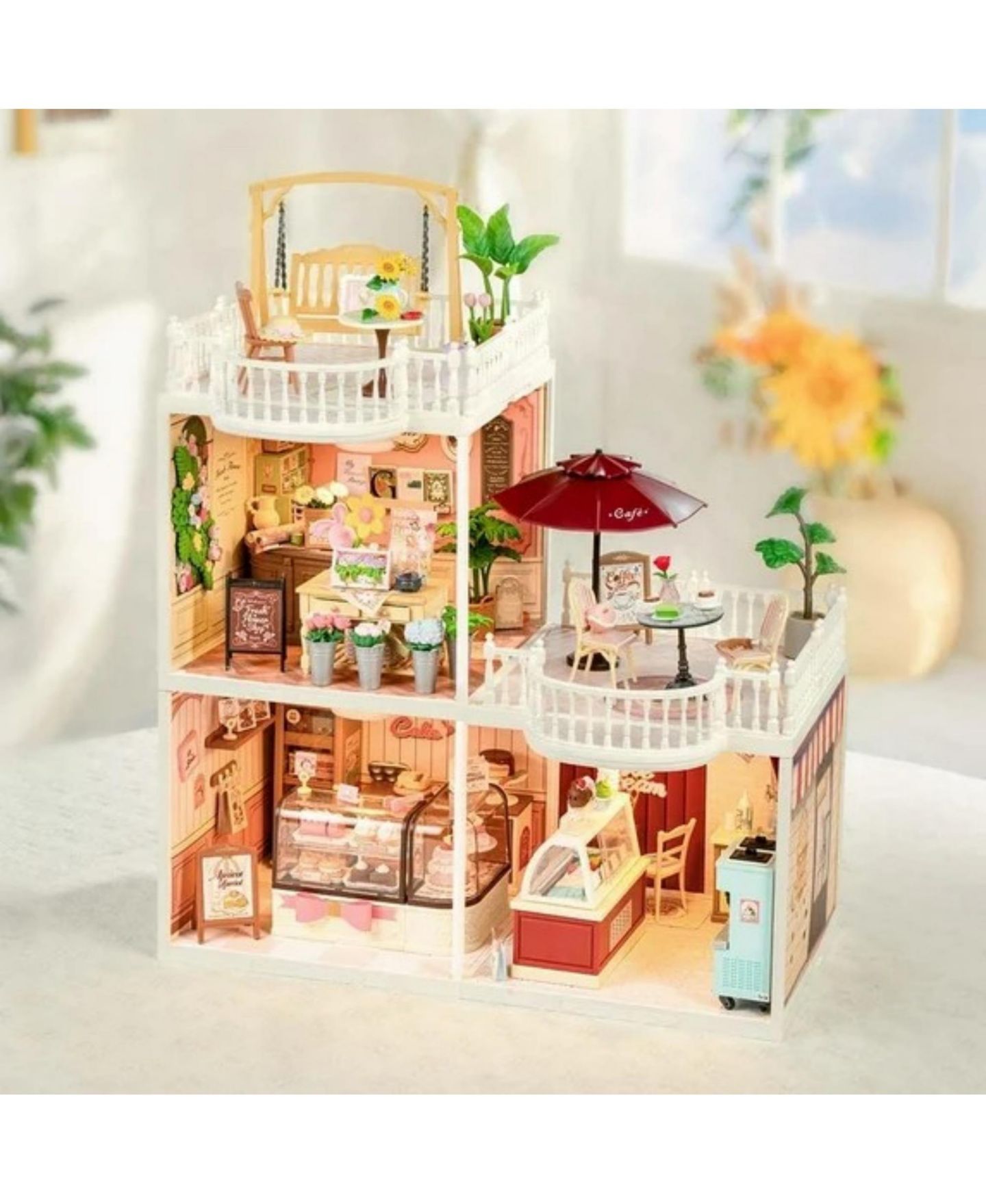 3D-пазл Robotime: миниатюрный кукольный домик Chic Cafe Terrace, сборный набор — фото 2