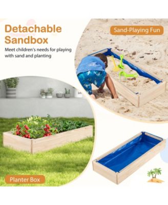 Outdoor Wooden Play Kitchen with Detachable Sandbox and Sink