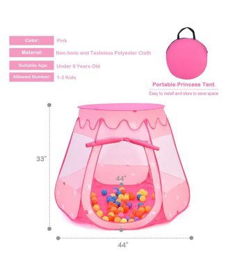 Pink Portable Kid Play House Play Tent with 100 Balls