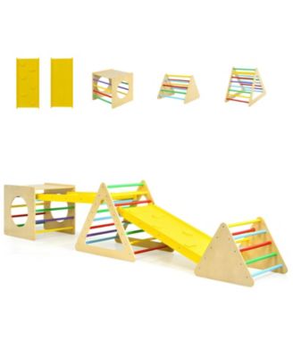 5 in 1 Kids Triangle Climber Play Gym Set with 2 Ramps