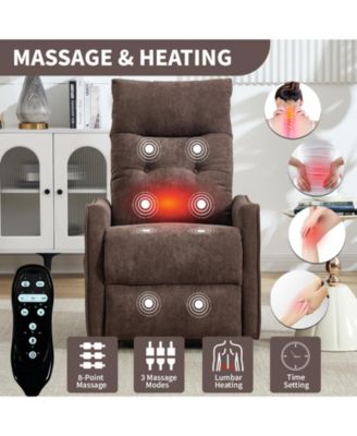 Chenille Single Motor Power Lift Recliner Chair with Massage and Heavy Duty Motion Mechanism and One USB for Charging