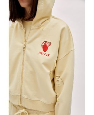 Women's Cotton Destroyed Zip-Up Hoodie