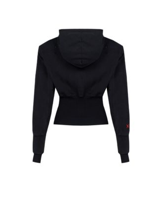 Women's Corset Zip-Front Cotton Hooded Sweatshirt