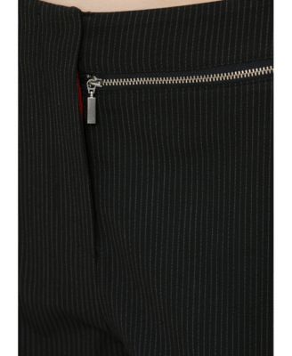 Women's Striped Zip Detail Skinny Flare Pants