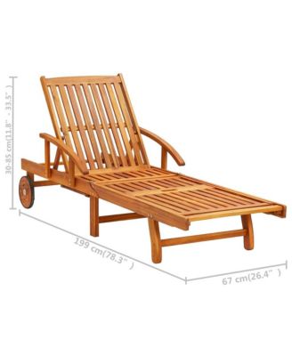 Sun Lounger Brown Solid Acacia wood Large Foldable