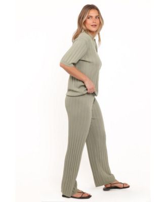 Women's Yulissa Wide Ribbed Pant Set.