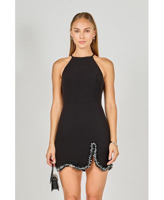 Women's Jewel Scalloped Mini Dress
