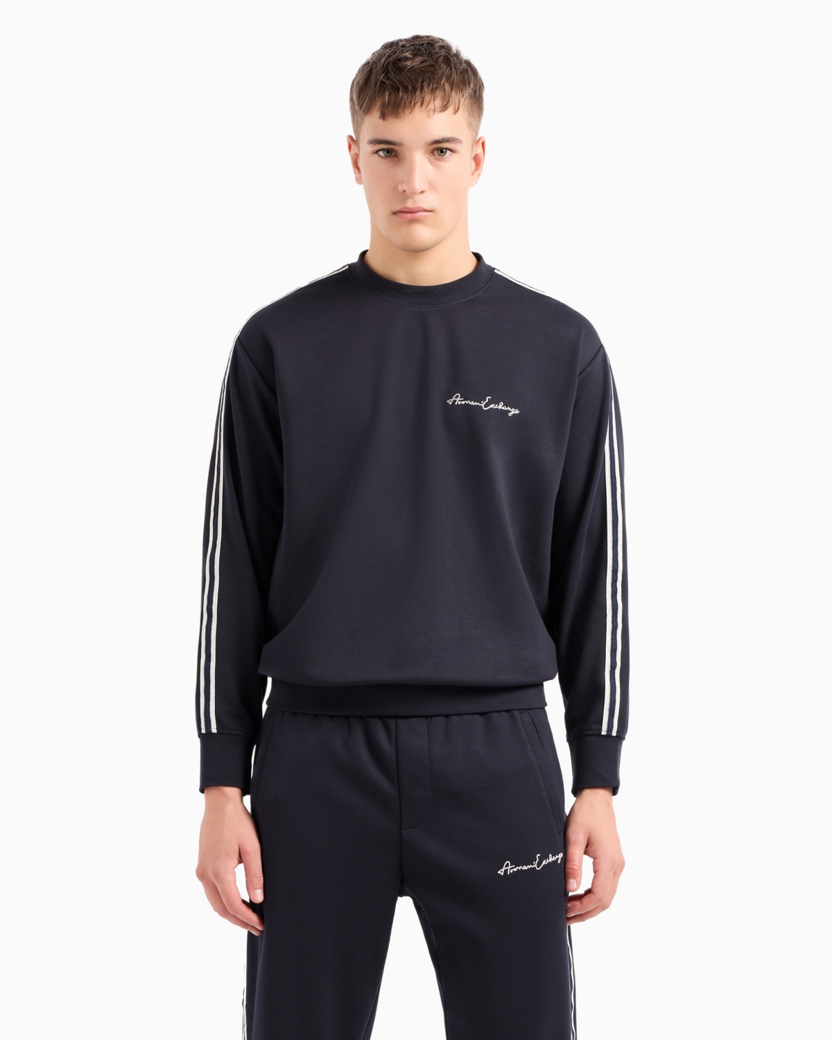 A|X Armani Exchange Men's Striped Sleeve & Logo Sweatshirt