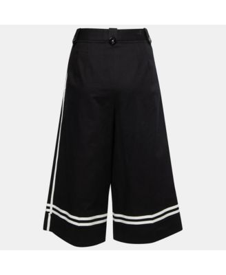 Women's Black Cotton Embellished Embroidered Culottes