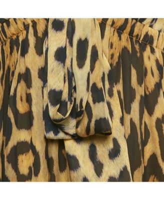 Women's Brown Leopard Print Silk Mini Dress