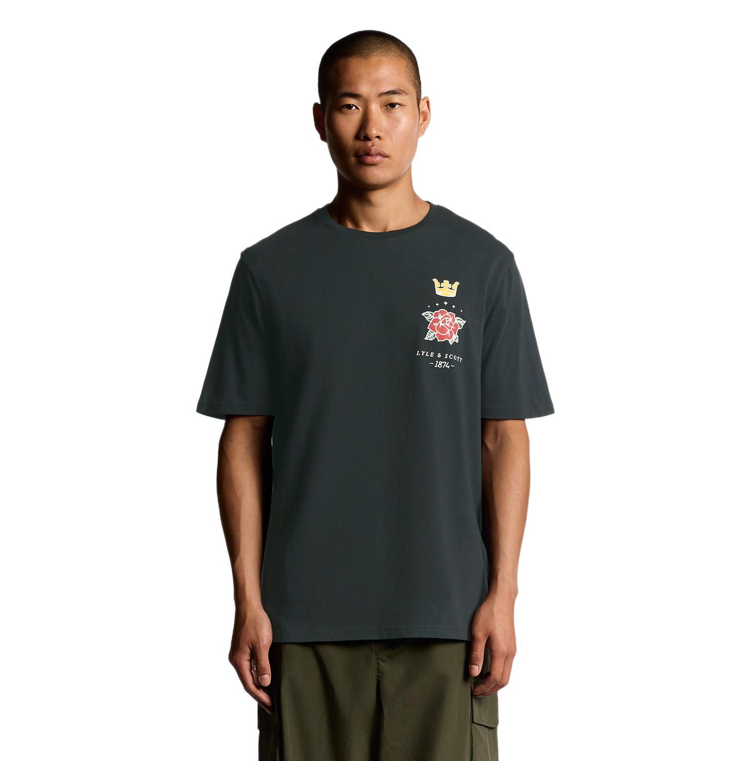Мужская футболка Lyle & Scott Rose And Crown Graphic, цвет: Тёмный тёмно-синий — фото 1