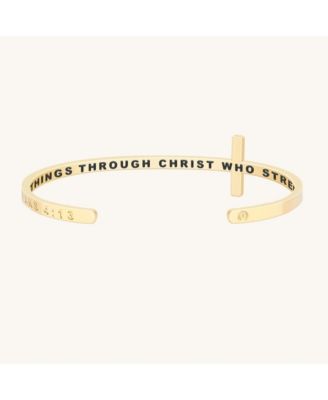 Mantra The Cross Bracelet / Romans 12:12 - Yellow gold / philippians 4:13
