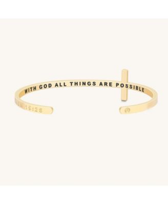 Mantra The Cross Bracelet / Romans 12:12 - Yellow gold / matthew 19:26