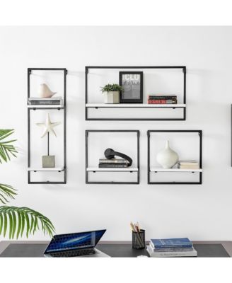 Framed 4-Piece Shelf Set - Metal Frame and MDF Shelves