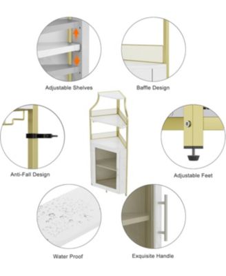 Farmhouse Wine Bar Corner Cabinet with Detachable Rack, Mesh Door, Glass Rack, and Storage for Kitchen and Dining Room,Gold