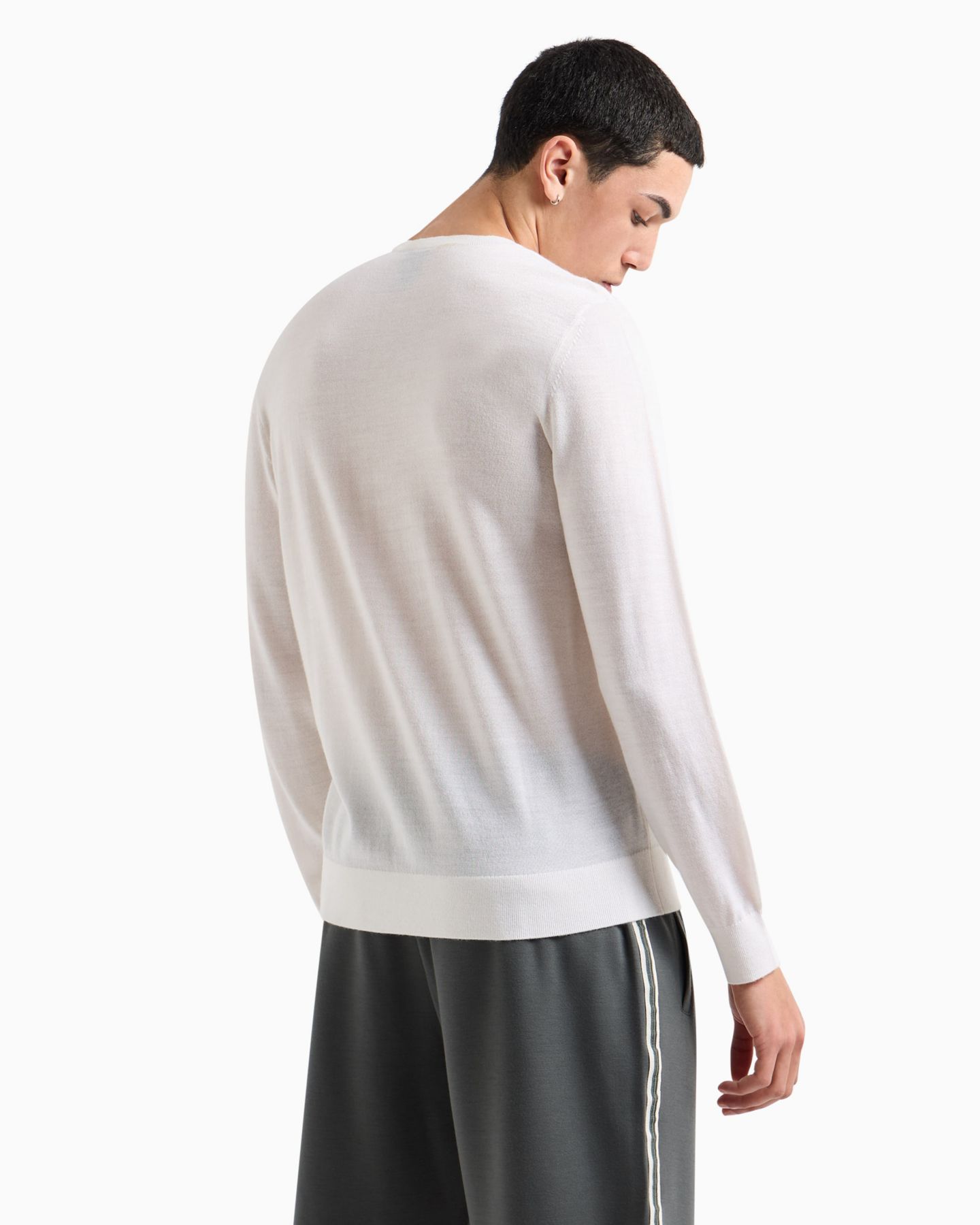 Мужской свитер A|X Armani Exchange Wool Mix Signature Logo, цвет: Молочный белый — фото 4