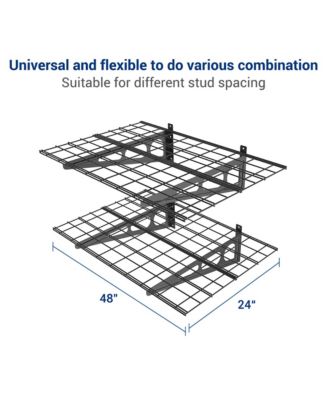 WR Series WR24B-E – 24″ D × 48″ W Black Steel Wall Shelves (2-Pack)