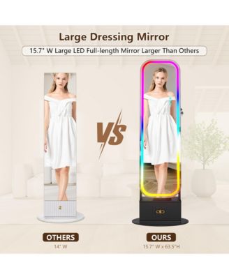 360&deg; Swivel Jewelry Cabinet with RGB Lights and Full-Length Mirror