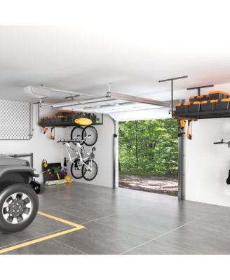 OHK Series Ceiling Mounted Overhead Garage Storage Rack, Black — 48" X 72"