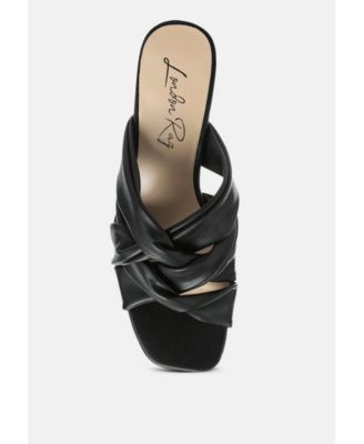 Womens Knope Cross Straps Block Heel Sandals