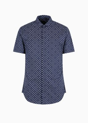 Men's Slim-Fit Tonal Geo Logo-Print Button-Down Shirt