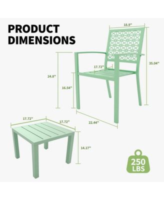 3-Piece Patio Bistro Set, Steel Outdoor Chairs and Table, Modern Small Patio Furniture Set