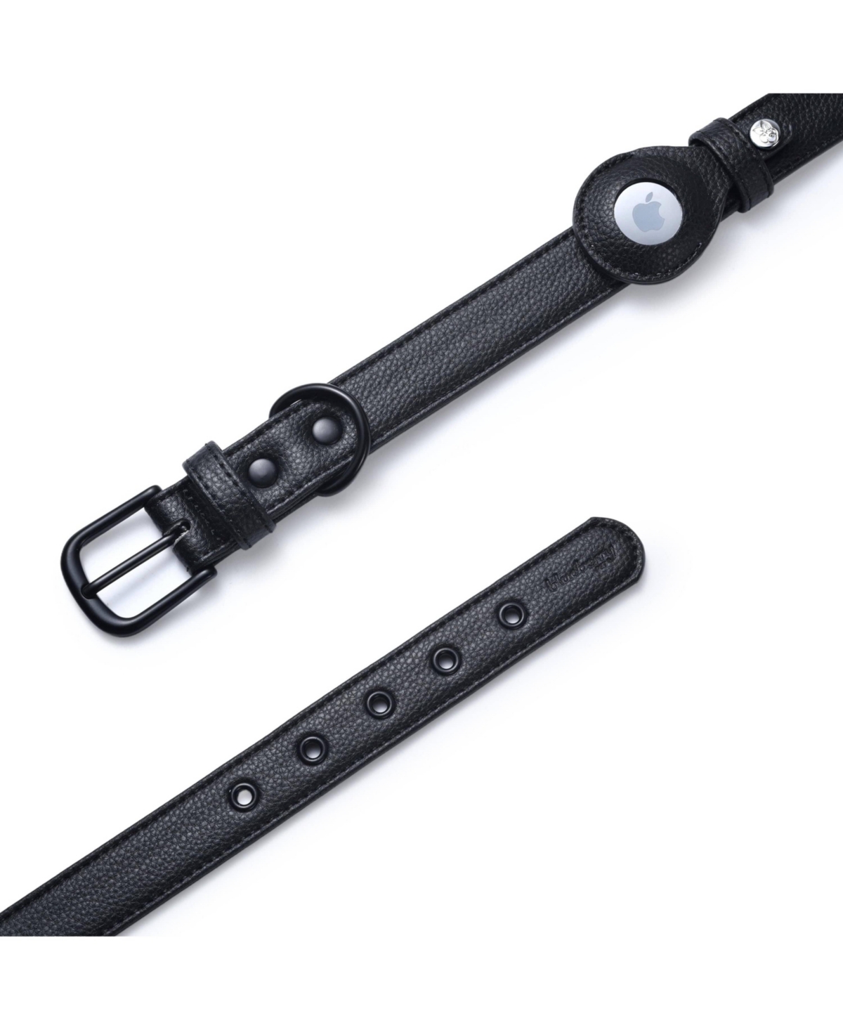 Blueberry Pet Silver-Powered Freshness Microfiber Leather AirTag Dog Collar Classic Black