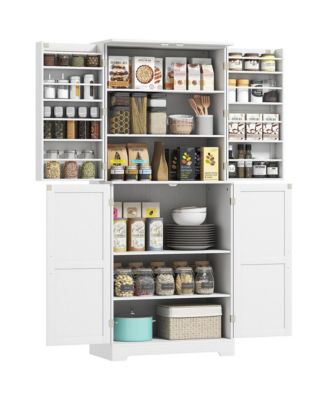 72" Farmhouse Kitchen Pantry Cabinet, Tall Storage Cabinet,