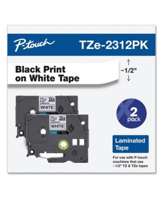 TZE2312PKG Tze Standard Adhesive 0.47 in. x 26.2 ft. Laminated Labeling Tapes - Black On White (2/Pack