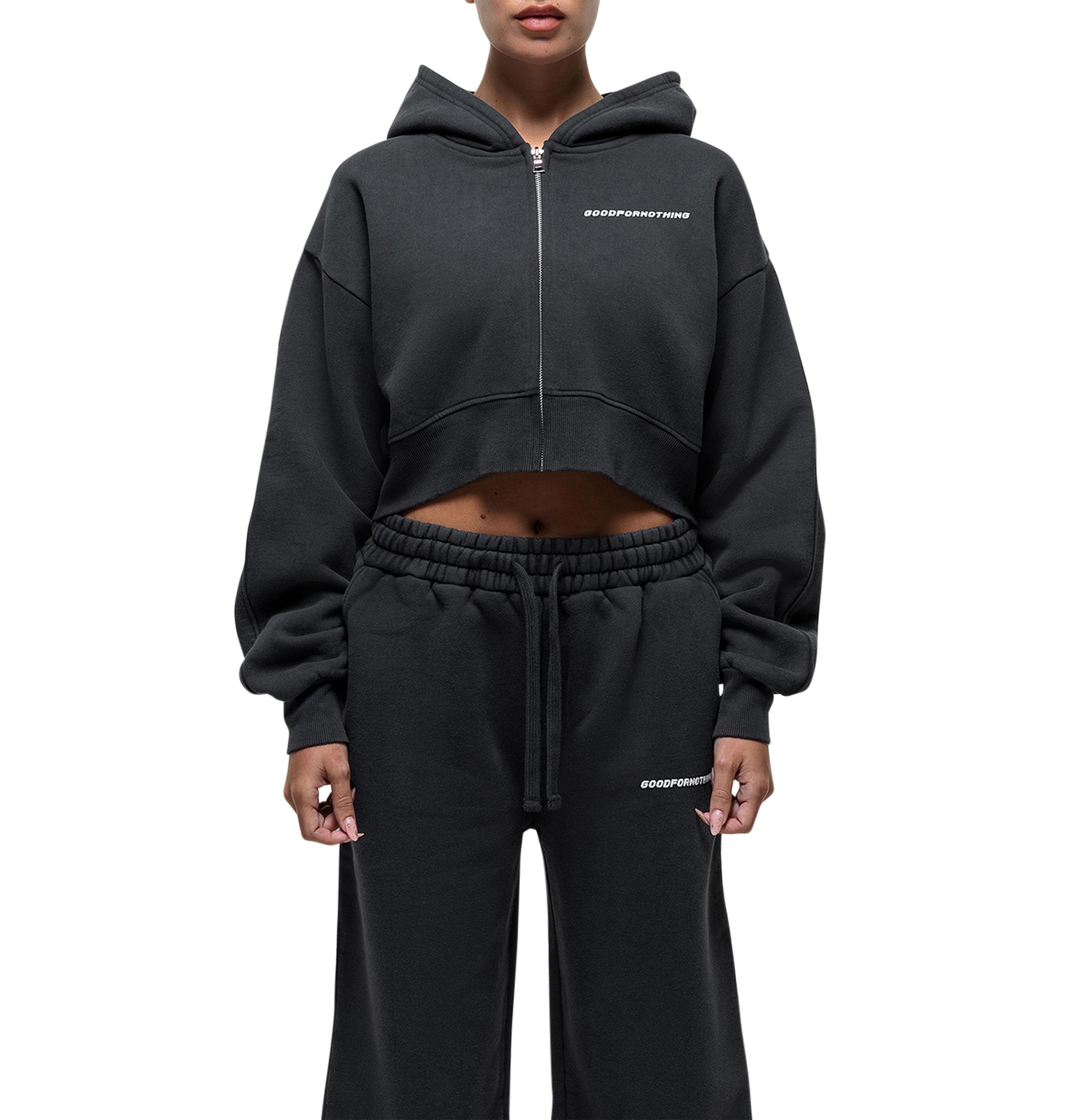Good For Nothing Women's Vintage Crop Zip Hoodie