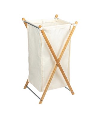 X-Frame Bamboo Hamper, Washable Liner, Natural.