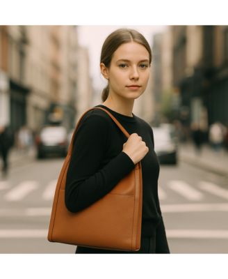 Pebbled Leather Work Tote, Everyday Pebble Leather Shoulder Bag