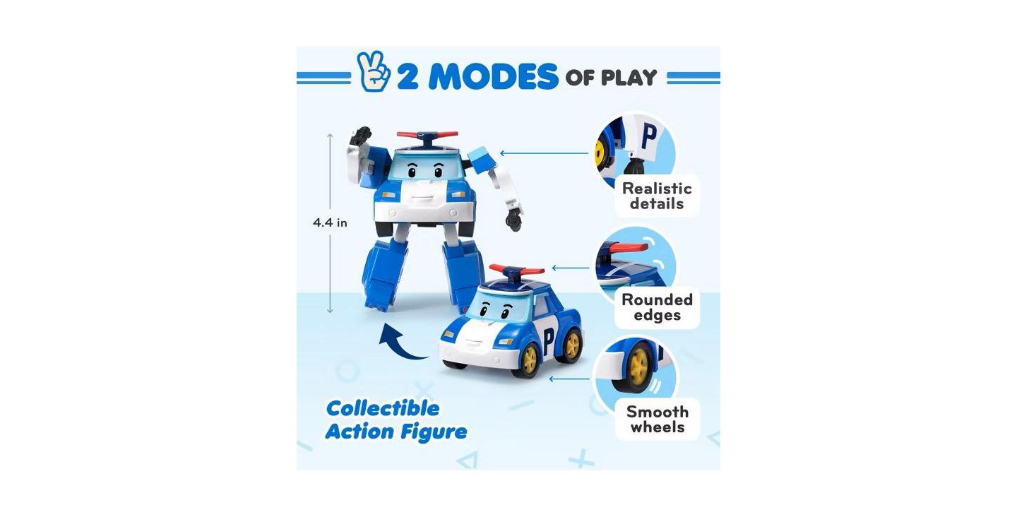 Детские фигурки Robocar Poli 4-Pack 4" Transforming Robot (Poli, Roy, Amber, Helly) Rescue Team Playset Early Educational & Role-Play Toys Gift for kids — фото 4