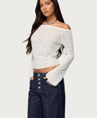 Women's Alef Sheer Lace Off Shoulder Top