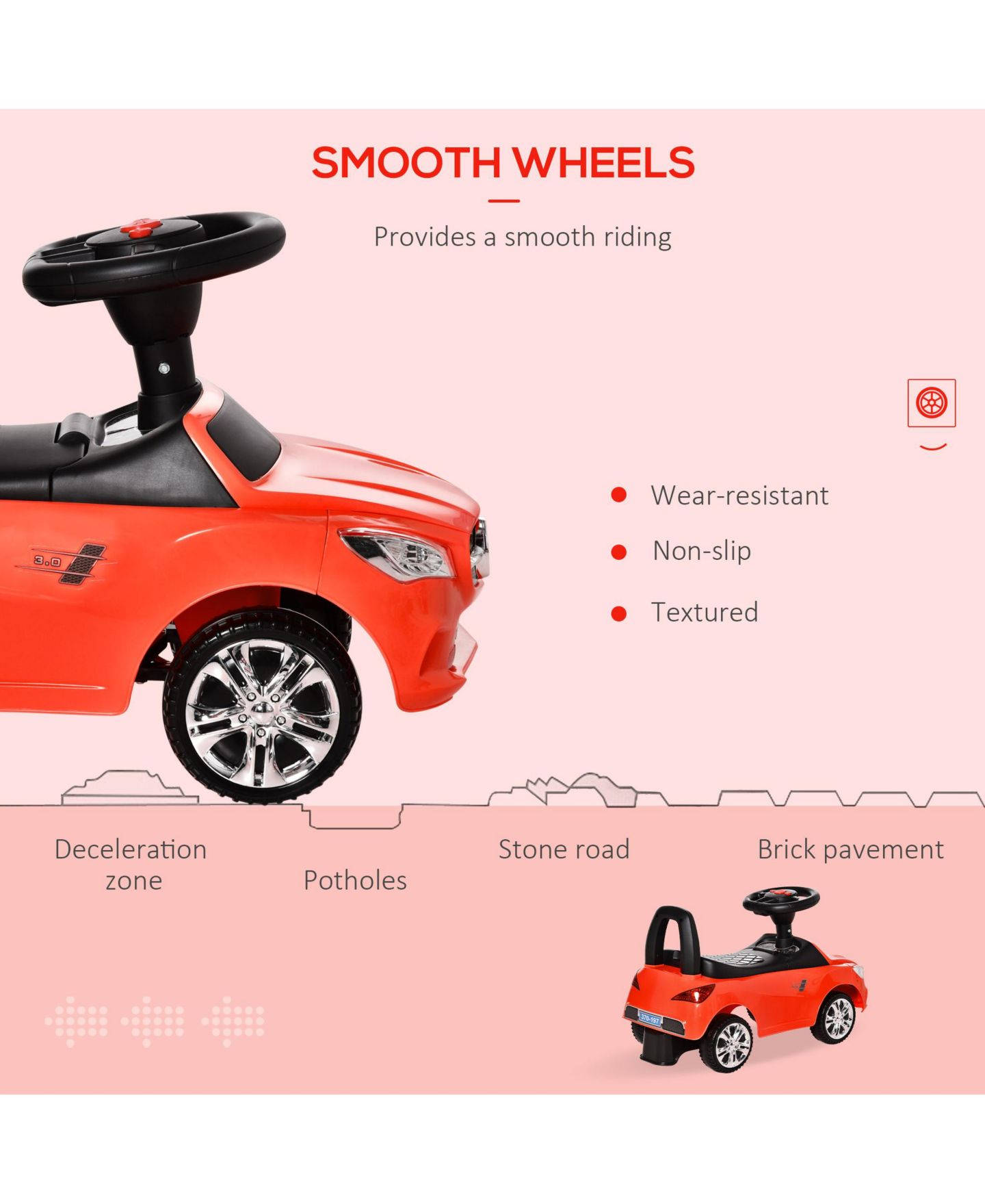 Детская игрушка Aosom Ride on Sliding Car Foot-to-Floor with Working Lights and Working Horn, 25"L x 11"W x 14.25"H, 55 lb. Capacity, Ages 18-36 Months — фото 5