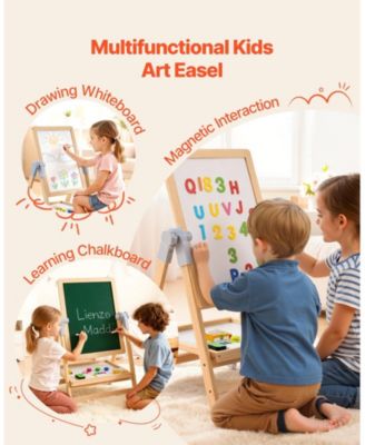 Kids Wooden Art Easel 2-in-1 Double-Sided with Accessories